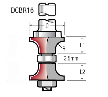 Dubbele afrondfrees R3 S6mm | Titman Tools Dubbele afrondfrees R3 S6mm | Titman Tools
