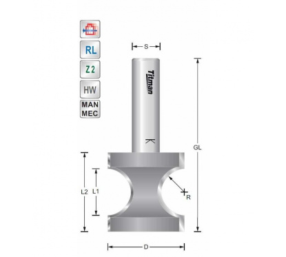 Titman Half round cutter R8 S8mm | Titman Tools Titman Half round cutter R8 S8mm | Titman Tools