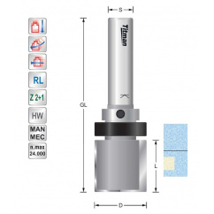 Bündigfräser D25   S12mm Für Mineralwerkstoff | Titman Tools