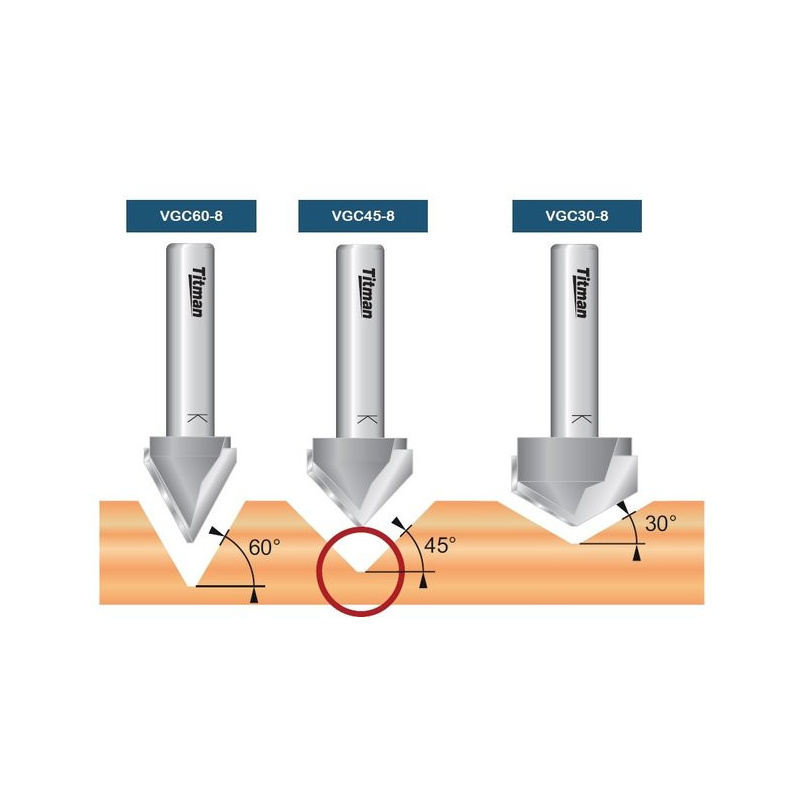 V-Groeffrees 22.5°  S8mm | Titman Tools