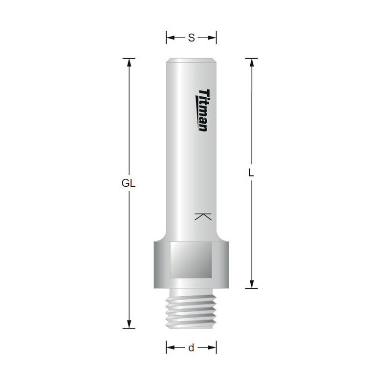 Titman Adapter Adapter Außengewinde M10x1.4 auf Schaft 8mm | JVL-Europe