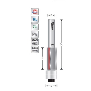 Trimmer D12,7 S6mm with double bearing | Titman Tools