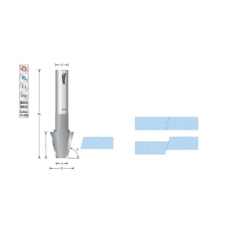 Bevel cutter 75°  S12mm for solid surface | Titman Tools