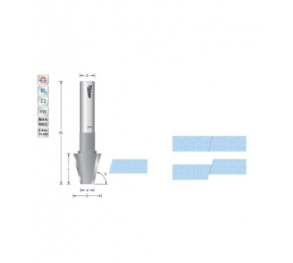 Bevel cutter 75° S12mm for solid surface | Titman Tools Bevel cutter 75° S12mm for solid surface | Titman Tools