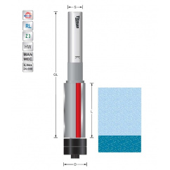 Kantenfrees D12,7  L19  S12mm dubbele lager voor solid surface materiaal