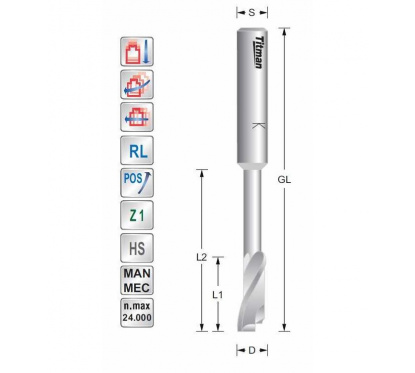 Enkel snijder frees D10 L95 S10mm met lange nek voor kunststof en aluminium Titman | JVL-Europe