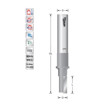 Single flute cutter 10mm S12 for solid surface | Titman Tools