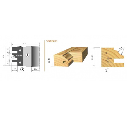 Contra-profiel paneelfrees set Asgat 35mm