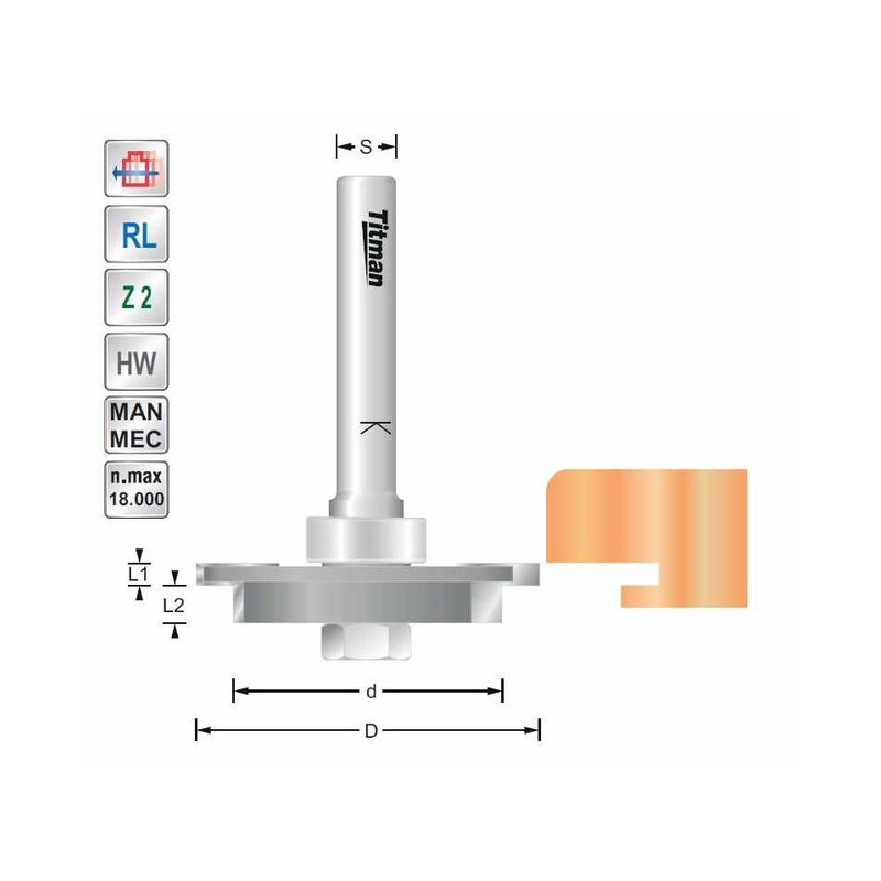 Titman Dichtungsfräser mit anlauflager 46mm | JVL-Europe