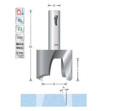 Tenoning cutter D23 S12mm for repair work on solid surface material | Titman Tools Tenoning cutter D23 S12mm for repair work on solid surface material | Titman Tools