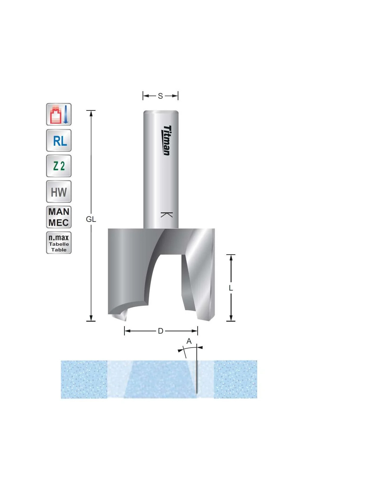 Proppen frees D45  S12mm voor reparatie van solid surface materiaal Titman | JVL-Europe