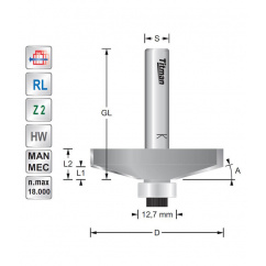 Bevel cutter 35°  S8mm | Titman Tools