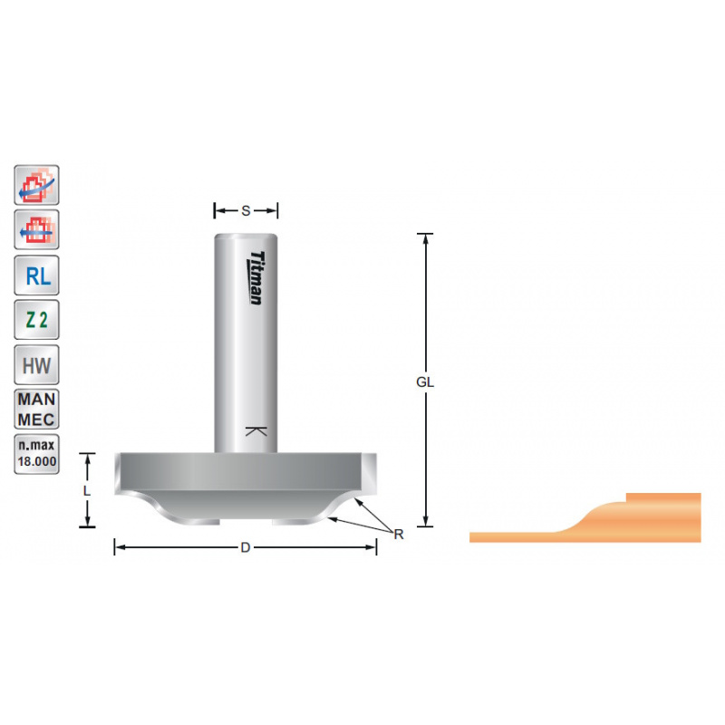 Raised panel cutter RPC5  S8mm | Titman Tools