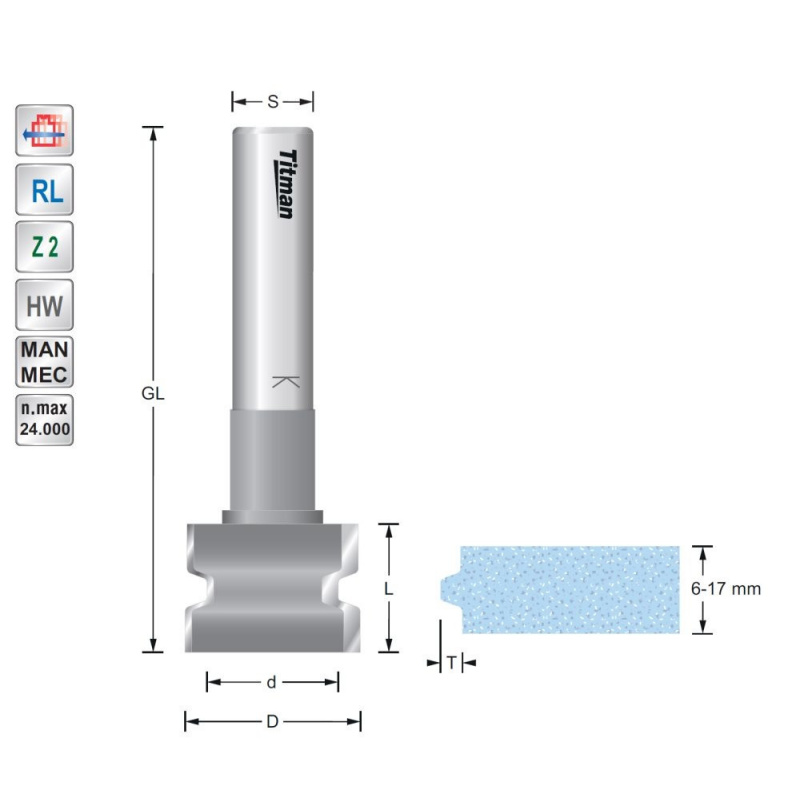 Tongue and groove cutter for solid surface | Titman Tools