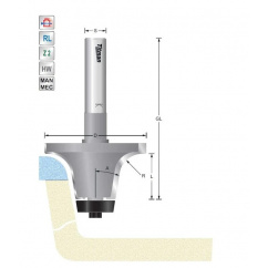 afrond- Fasefrees R3,5  7° S12mm voor solid surface materiaal | Titman Tools