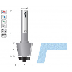 Bevel cutter 6° with beveled bearing  for solid surface