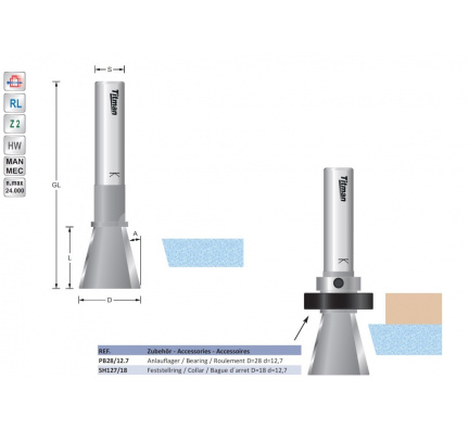 Bevel cutter for solid surface