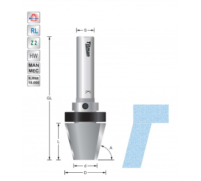 Fasefrees met lager D28 S12 voor solid surface materiaal | Titman Tools Fasefrees met lager D28 S12 voor solid surface materiaal | Titman Tools
