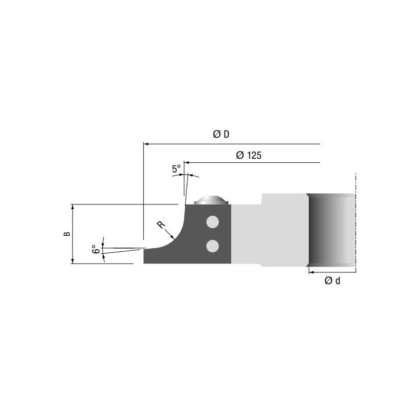 Wechselplatten-Viertelstabfräser (inclusiv R5) Bohrung 40mm