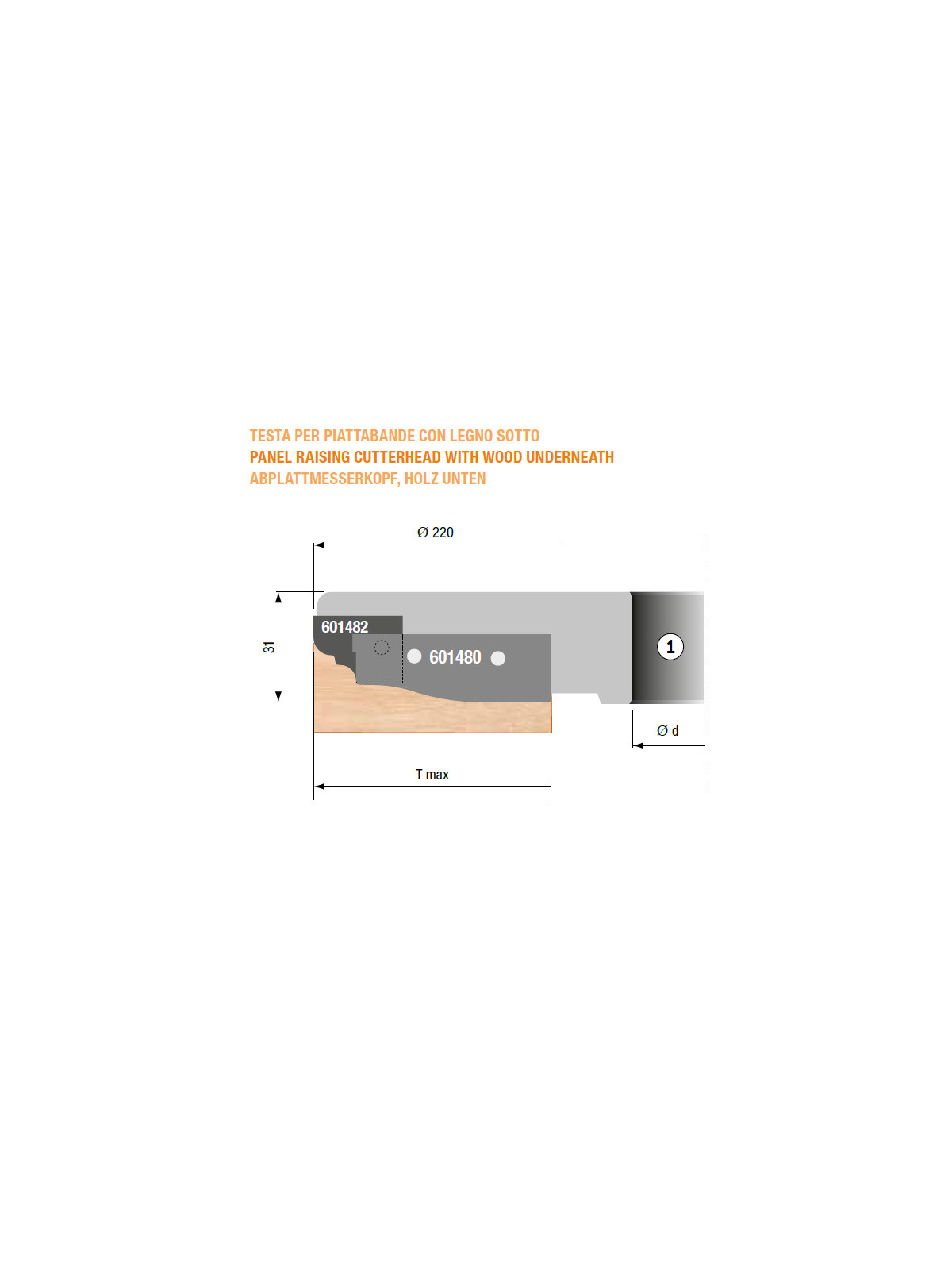 Stark Panel raising cutterhead steel body (Top)  bore 1-1/4 inch | JVL-Europe