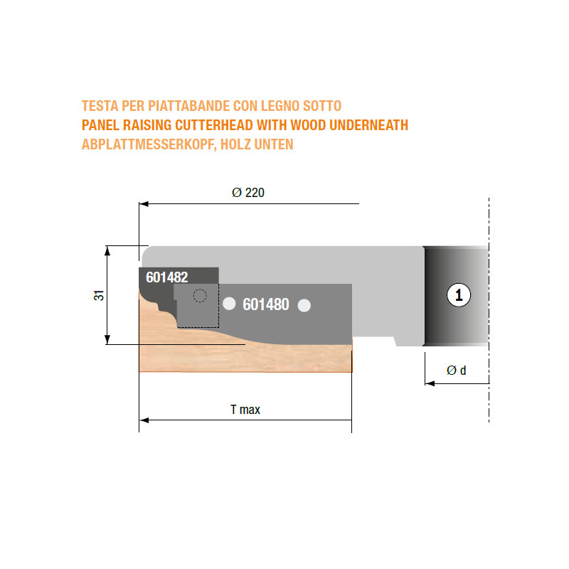 Stark Panel raising cutterhead steel body (Top)  bore 35mm | JVL-Europe