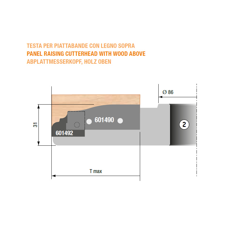 Panel raising cutterhead steel body (Bottom) bore 40mm | Stark