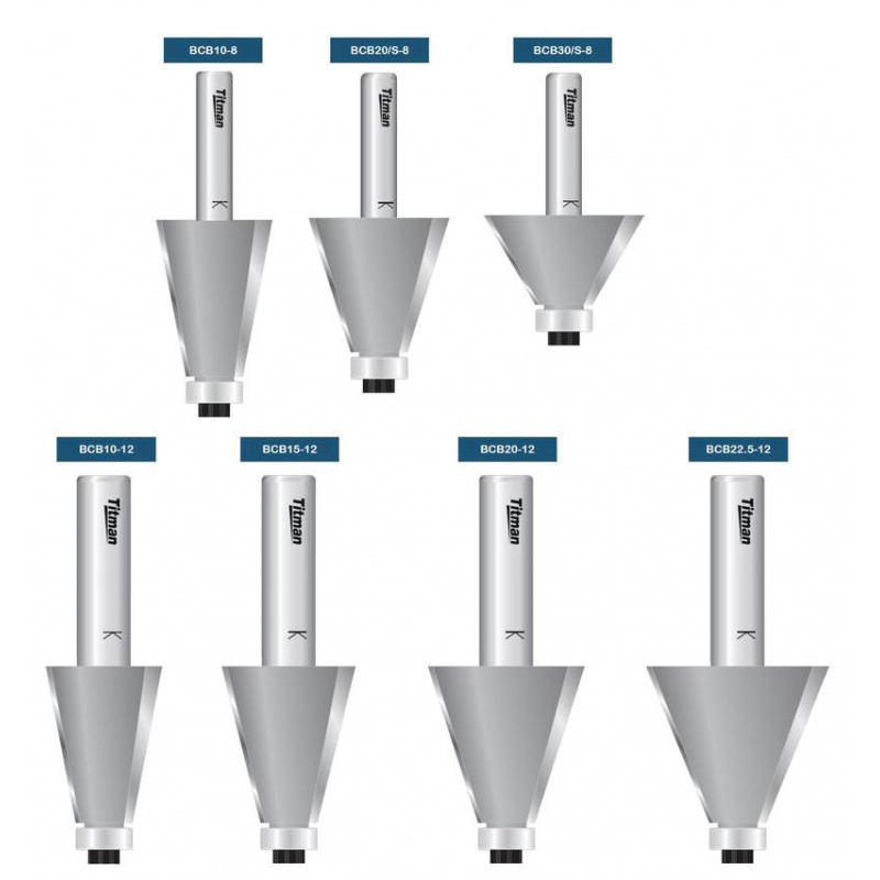 Bevel cutter  30°  S8mm with bearing and high cutting length | Titman Tools