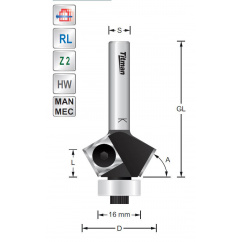 Replacement tip bevel cutter 45°  S8mm with bearing | Titman Tools