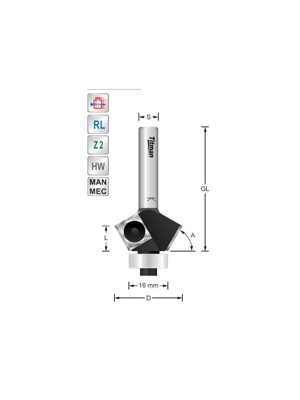 Titman Replacement tip bevel cutter 60°  S8mm with bearing | JVL-Europe