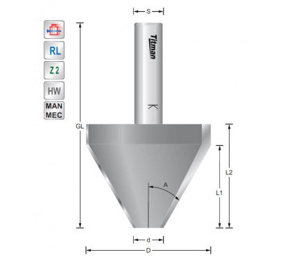 Titman Bevel cutter 10°  S8mm with high cutting length | JVL-Europe