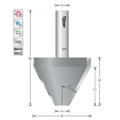 Bevel cutter 10°  S12mm with high cutting length | Titman Tools