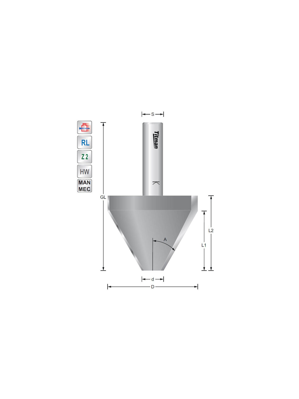 Titman Bevel cutter 10°  S12mm with high cutting length | JVL-Europe