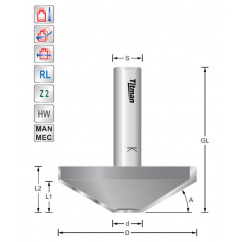 Bevel cutter 45°  S12mm heavy duty