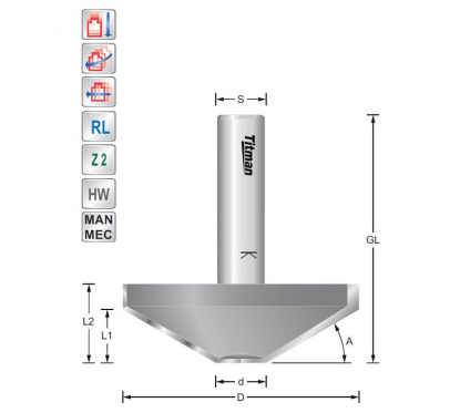 Titman Fasefräser 45° S12mm für hohe Beanspruchung | JVL-Europe