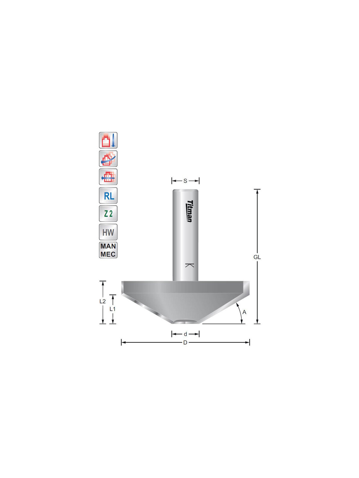 Titman Fasefräser 45° S12mm für hohe Beanspruchung | JVL-Europe
