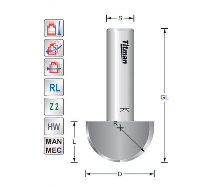 Halfrond profielfrees R4  S8mm Titman | JVL-Europe