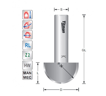 Halfrond profielfrees  R12,5  S12mm Titman | JVL-Europe