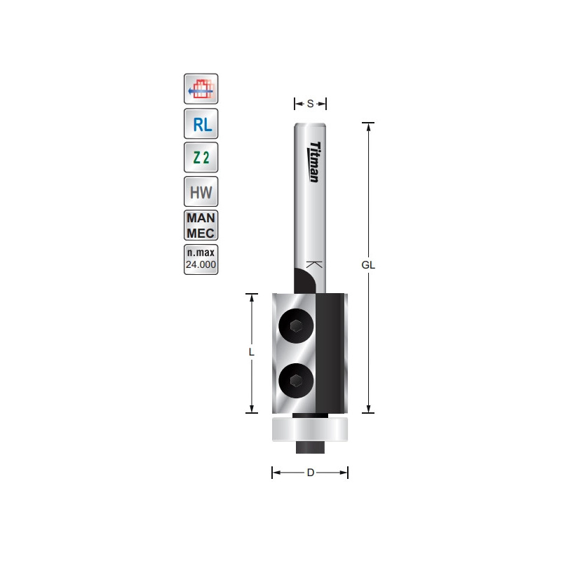 Replacement tip trimmer D19 L30 S8mm | Titman Tools