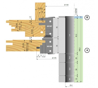 Wisselmes Freeskop voor deurkozijnen asgat 31,75mm ( 1-1/4 inch )