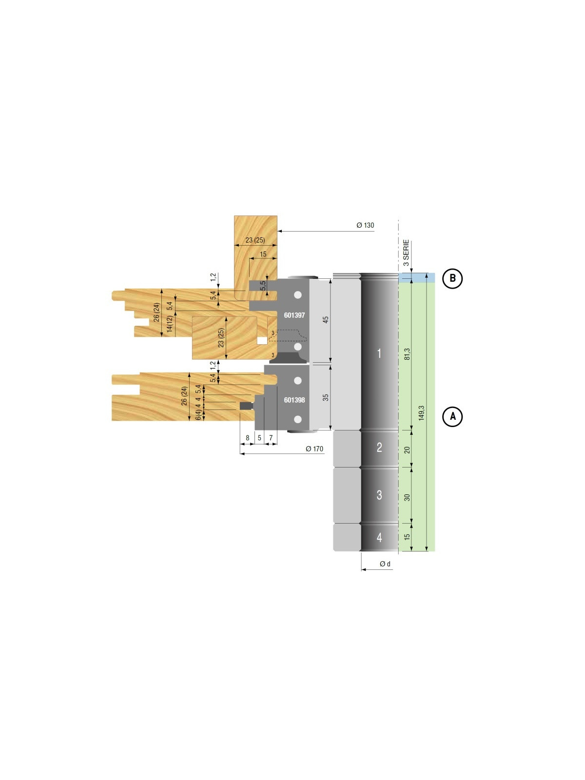 Wisselmes Freeskop voor deurkozijnen asgat 31,75mm ( 1-1/4 inch ) Stark | JVL-Europe