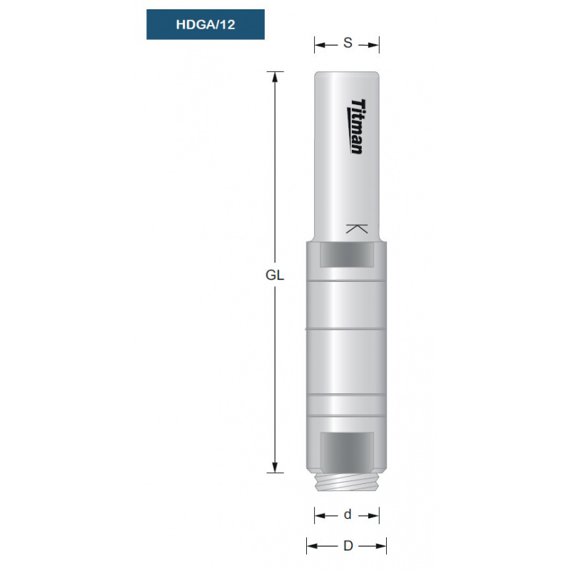 Titman Aufnahmedorn für Nutsäge HDG und ADG (Bohrung 12 mm) | JVL-Europe