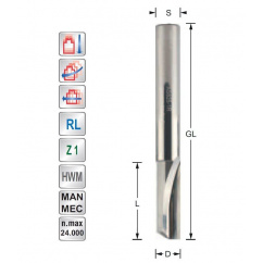 Titman Fräser mit gerade Schneide für kunststoff  D8 L35 S8mm | Titman Tools