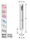 Graveerfrees voor kunststof  Z1   60°  D6  S6mm | Titman Tools