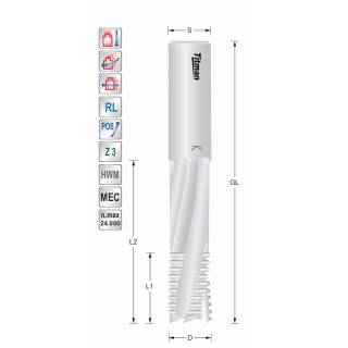 Lock case cutter D20 GL170 S20mm rough toothing Z3 | Titman Tools