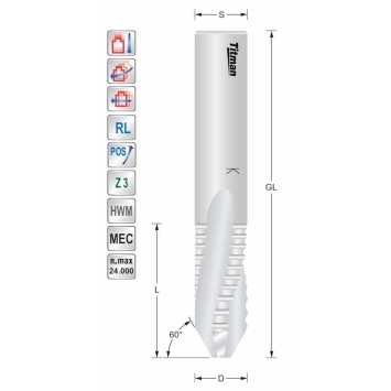 Doorboor - schrob frees D14 S14mm Z3