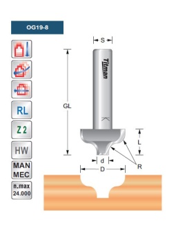 Profile cutter OG  D9,5 S8mm | Titman Tools