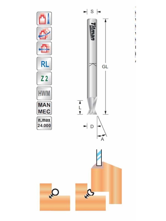 Titman Dichtungsfräser schräg  D5,7  S6mm | JVL-Europe