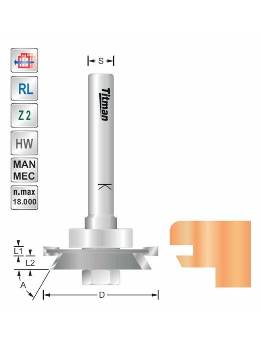 Dichtungsfräser D36  S8mm mit anlauflager | Titman Tools