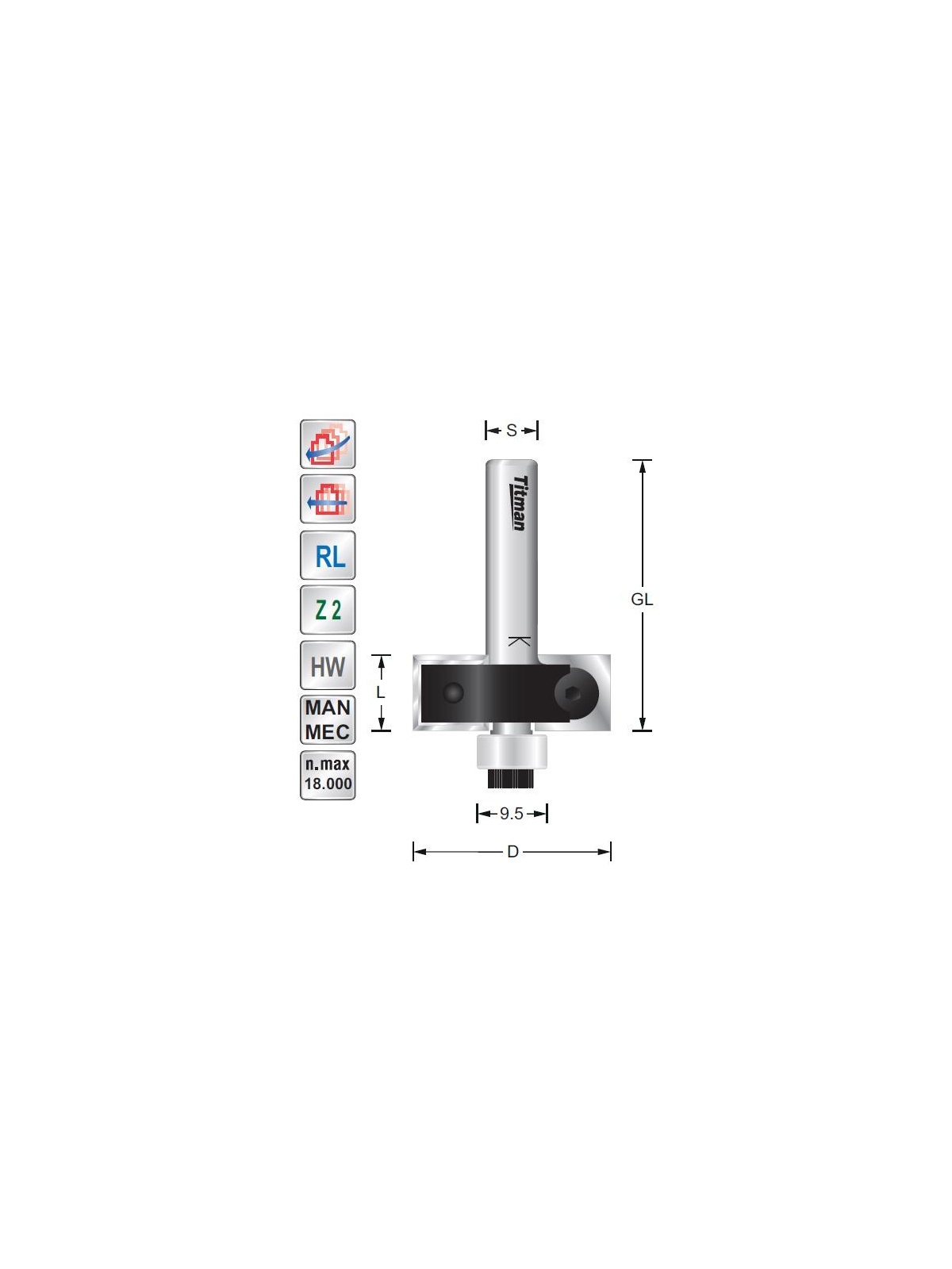 Titman Wendeplatten-Falzfräser D36 S8mm mit Anlauflager | JVL-Europe