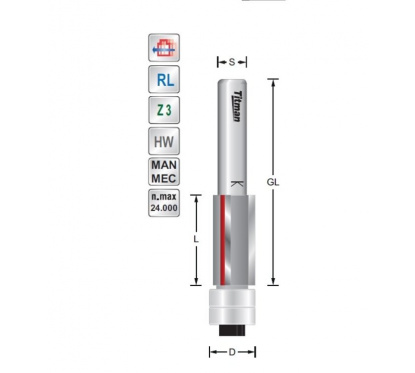 Kantenfrees D12,7 L38 S8mm met dubbele lager | Titman Tools Kantenfrees D12,7 L38 S8mm met dubbele lager | Titman Tools